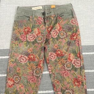 Pilcro and the Letterpress Floral Pants - Green and Red